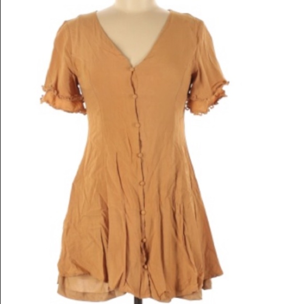 Blu Spero Casual Dress Tan Tie Back Size Small